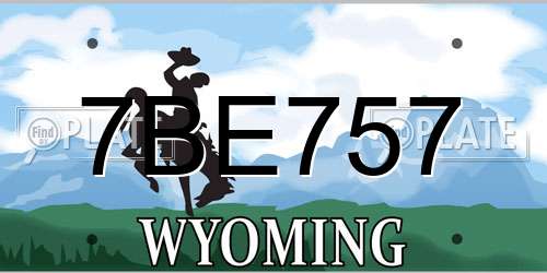 7BE757 Wyoming License Plate