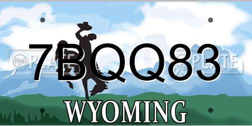 7BQQ83 Wyoming License Plate