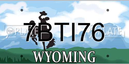 7BTI76 Wyoming License Plate
