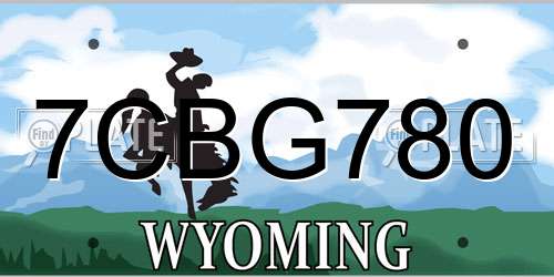 7CBG780 Wyoming License Plate