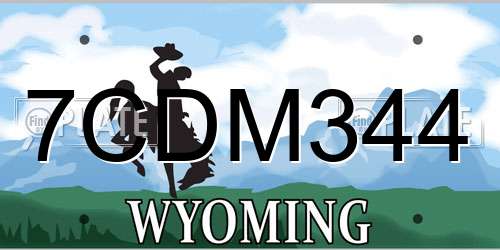 7CDM344 Wyoming License Plate