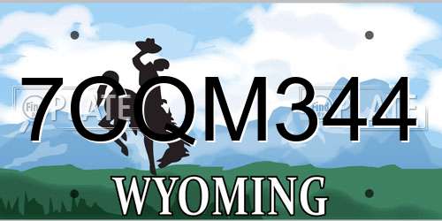 7CQM344 Wyoming License Plate