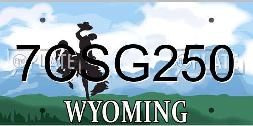 7CSG250 Wyoming License Plate