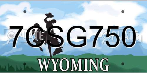 7CSG750 Wyoming License Plate