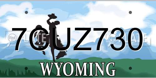 7CUZ730 Wyoming License Plate