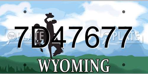 7D47677 Wyoming License Plate