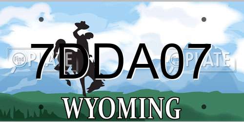 7DDA07 Wyoming License Plate