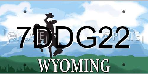 7DDG22 Wyoming License Plate
