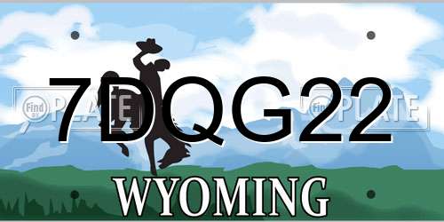 7DQG22 Wyoming License Plate