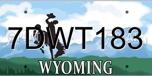 7DWT183 Wyoming License Plate