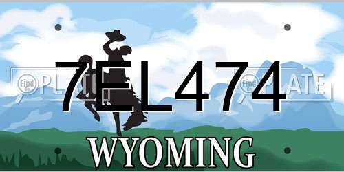 7EL474 Wyoming License Plate
