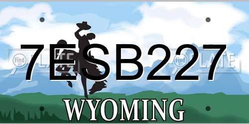 7ESB227 Wyoming License Plate