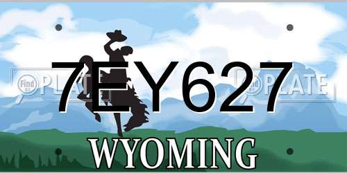 7EY627 Wyoming License Plate