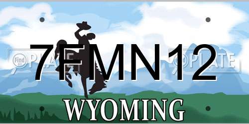 7FMN12 Wyoming License Plate