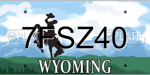 7FSZ40 Wyoming License Plate
