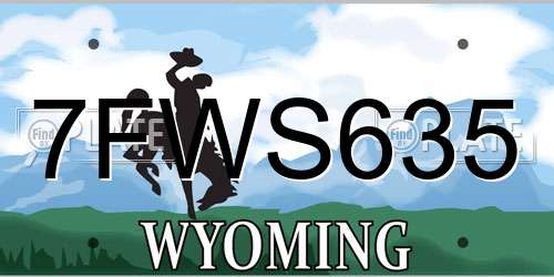 7FWS635 Wyoming License Plate