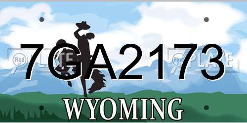 7GA2173 Wyoming License Plate