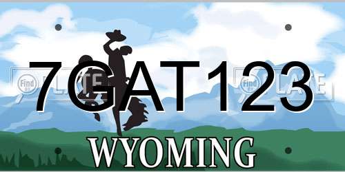 7GAT123 Wyoming License Plate