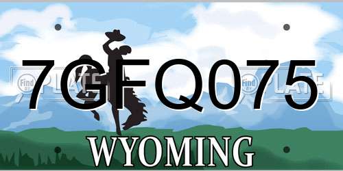 7GFQ075 Wyoming License Plate