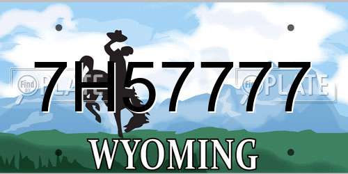 7H57777 Wyoming License Plate