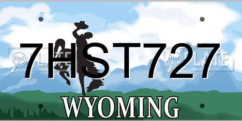7HST727 Wyoming License Plate