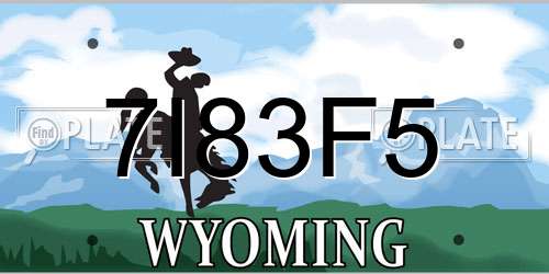 7I83F5 Wyoming License Plate