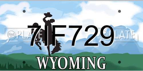 7IF729 Wyoming License Plate