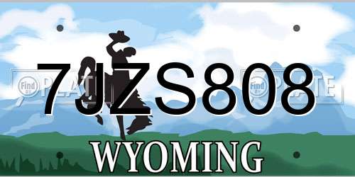 7JZS808 Wyoming License Plate