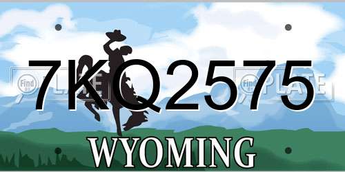 7KQ2575 Wyoming License Plate