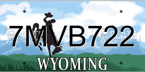 7MVB722 Wyoming License Plate