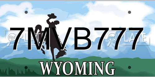 7MVB777 Wyoming License Plate