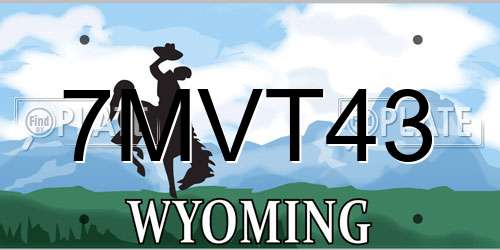7MVT43 Wyoming License Plate