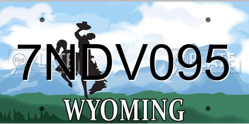 7NDV095 Wyoming License Plate
