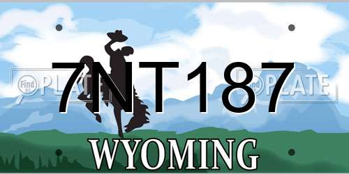 7NT187 Wyoming License Plate