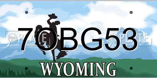 7OBG53 Wyoming License Plate