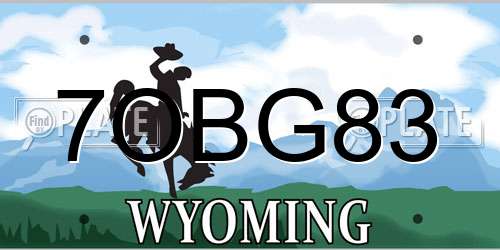 7OBG83 Wyoming License Plate