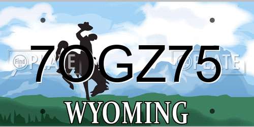 7OGZ75 Wyoming License Plate