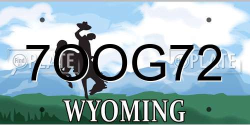 7OOG72 Wyoming License Plate
