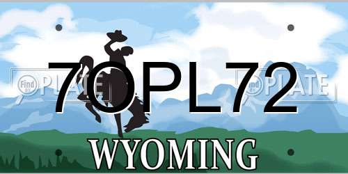 7OPL72 Wyoming License Plate