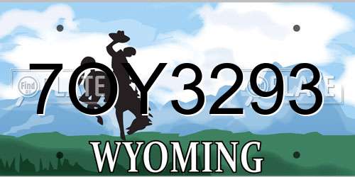 7OY3293 Wyoming License Plate
