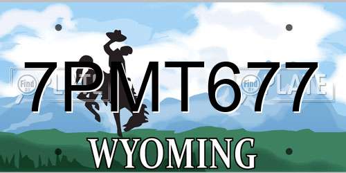 7PMT677 Wyoming License Plate