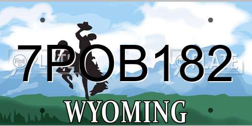 7POB182 Wyoming License Plate