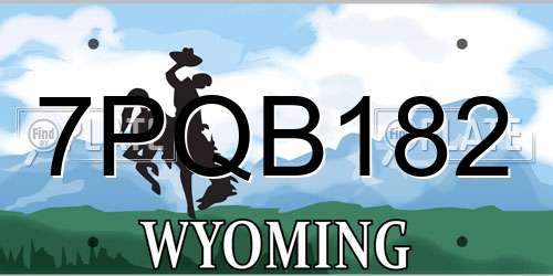 7PQB182 Wyoming License Plate
