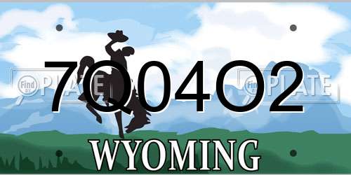 7Q04O2 Wyoming License Plate