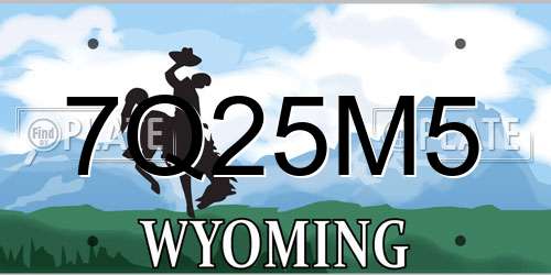 7Q25M5 Wyoming License Plate
