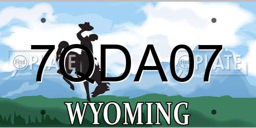 7QDA07 Wyoming License Plate