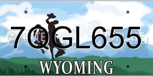 7QGL655 Wyoming License Plate