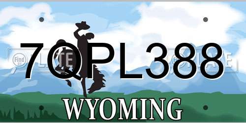 7QPL388 Wyoming License Plate