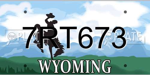 7RT673 Wyoming License Plate