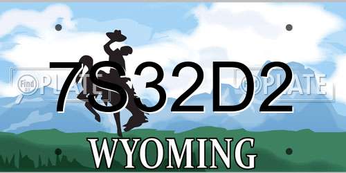 7S32D2 Wyoming License Plate